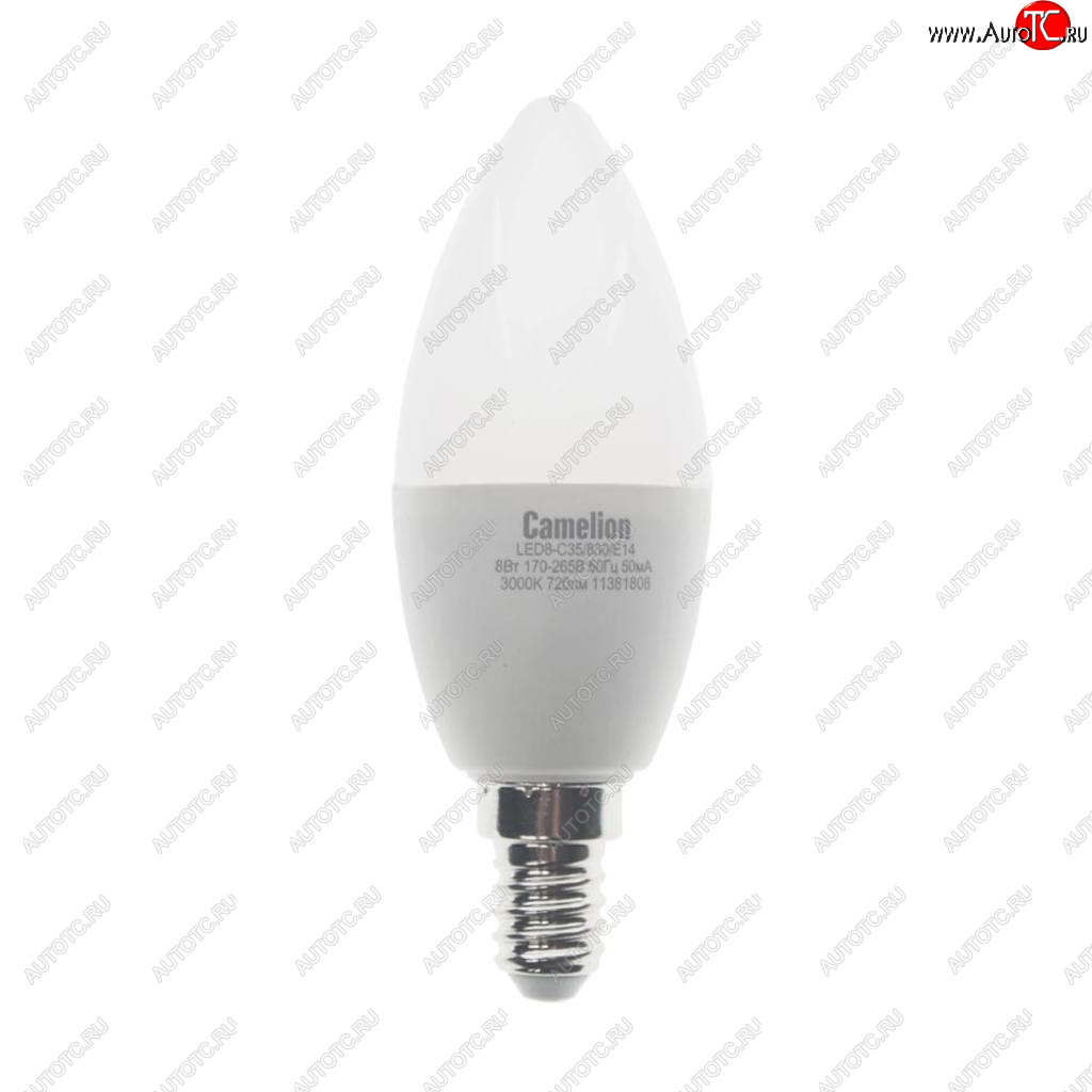 129 р. Лампа светодиодная E14 С35 8W (75W) 220V теплый BasicPower CAMELION CAMELION led8-c35830e14  с доставкой в г. Майкоп