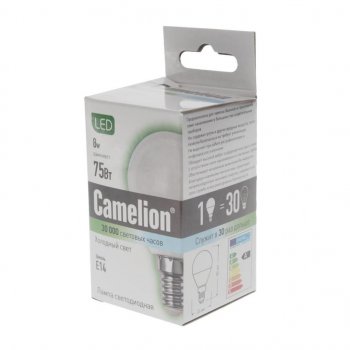 127 р. Лампа светодиодная E14 G45 8W (75W) 220V холодный BasicPower CAMELION CAMELION led8-g45845e14  с доставкой в г. Майкоп. Увеличить фотографию 2