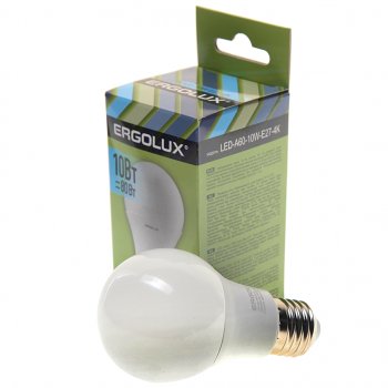 86 р. Лампа светодиодная Е27 А60 10W (80W) 220V холодный ERGOLUX ERGOLUX led-a60-10w-e27-4k  с доставкой в г. Майкоп. Увеличить фотографию 1