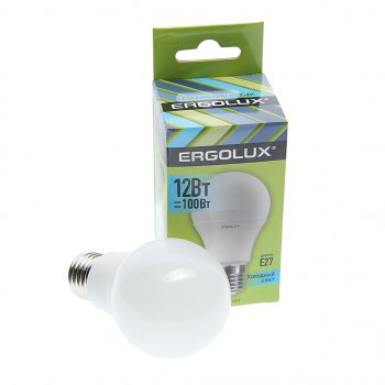 95 р. Лампа светодиодная Е27 А60 12W (100W) 220V холодный ERGOLUX ERGOLUX led-a60-12w-e27-4k  с доставкой в г. Майкоп. Увеличить фотографию 1