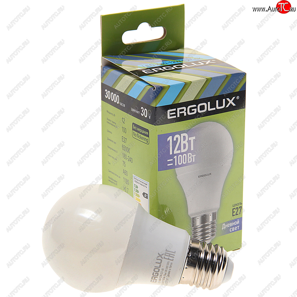 95 р. Лампа светодиодная Е27 А60 12W (100W) 220V дневной свет ERGOLUX ERGOLUX led-a60-12w-e27-6k  с доставкой в г. Майкоп