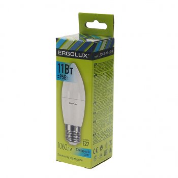 102 р. Лампа светодиодная E27 C35 11W (95W) 220V теплый ERGOLUX ERGOLUX led-c35-11w-e27-4k ERGOLUX led-c35-11w-e27-4k  с доставкой в г. Майкоп. Увеличить фотографию 2