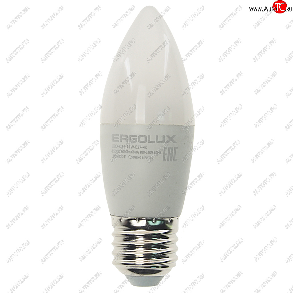 102 р. Лампа светодиодная E27 C35 11W (95W) 220V теплый ERGOLUX ERGOLUX led-c35-11w-e27-4k ERGOLUX led-c35-11w-e27-4k  с доставкой в г. Майкоп