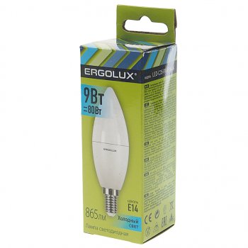 88 р. Лампа светодиодная E14 C35 9W (80W) 220V холодный ERGOLUX ERGOLUX led-c35-9w-e14-4k  с доставкой в г. Майкоп. Увеличить фотографию 2