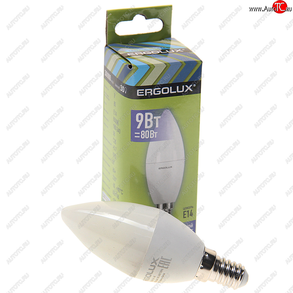 81 р. Лампа светодиодная E14 C35 9W (80W) 220V дневной свет ERGOLUX ERGOLUX led-c35-9w-e14-6k  с доставкой в г. Майкоп