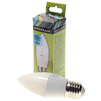 107 р. Лампа светодиодная Е27 C35 9W (80W) 220V холодный ERGOLUX ERGOLUX led-c35-9w-e27-4k  с доставкой в г. Майкоп. Увеличить фотографию 1