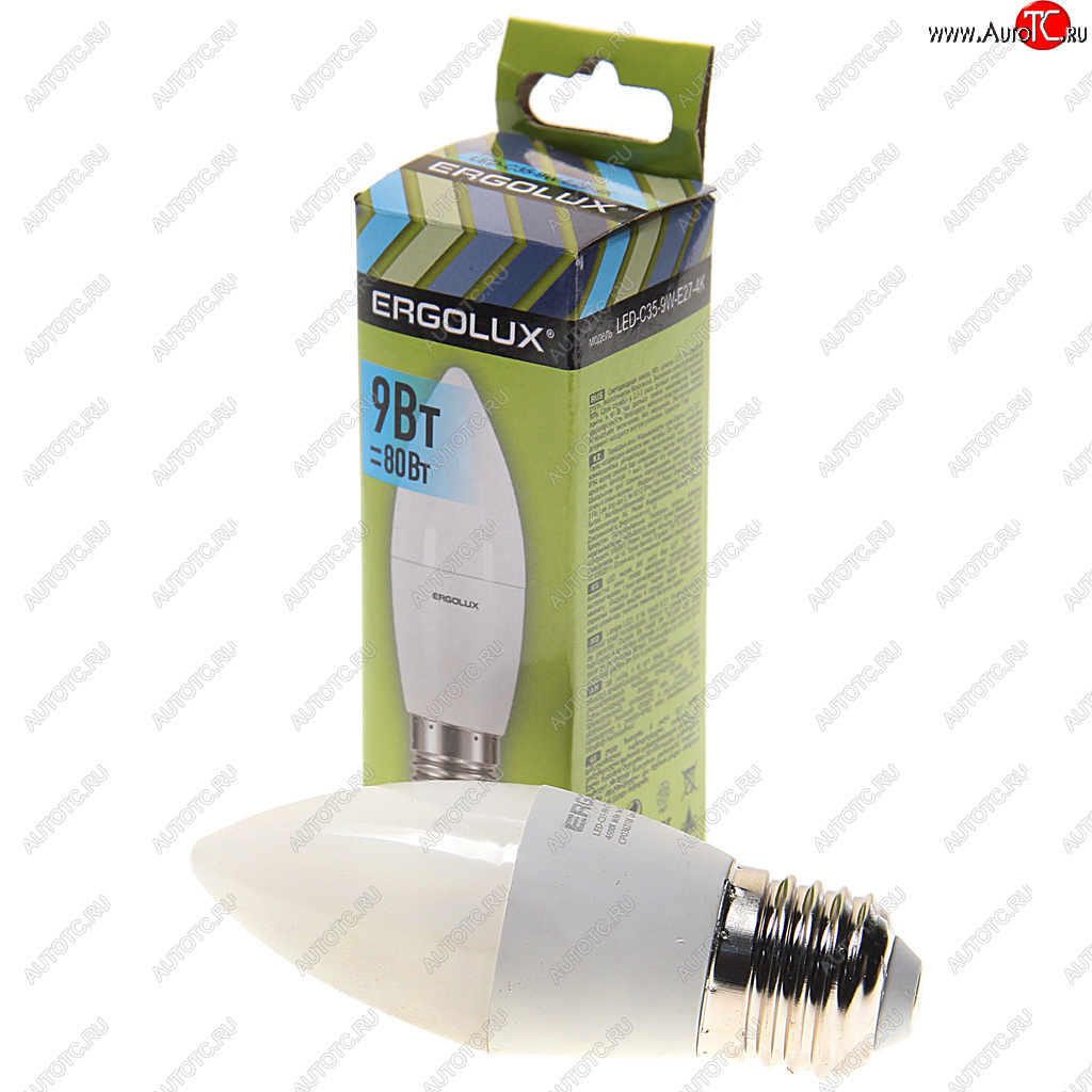 107 р. Лампа светодиодная Е27 C35 9W (80W) 220V холодный ERGOLUX ERGOLUX led-c35-9w-e27-4k  с доставкой в г. Майкоп