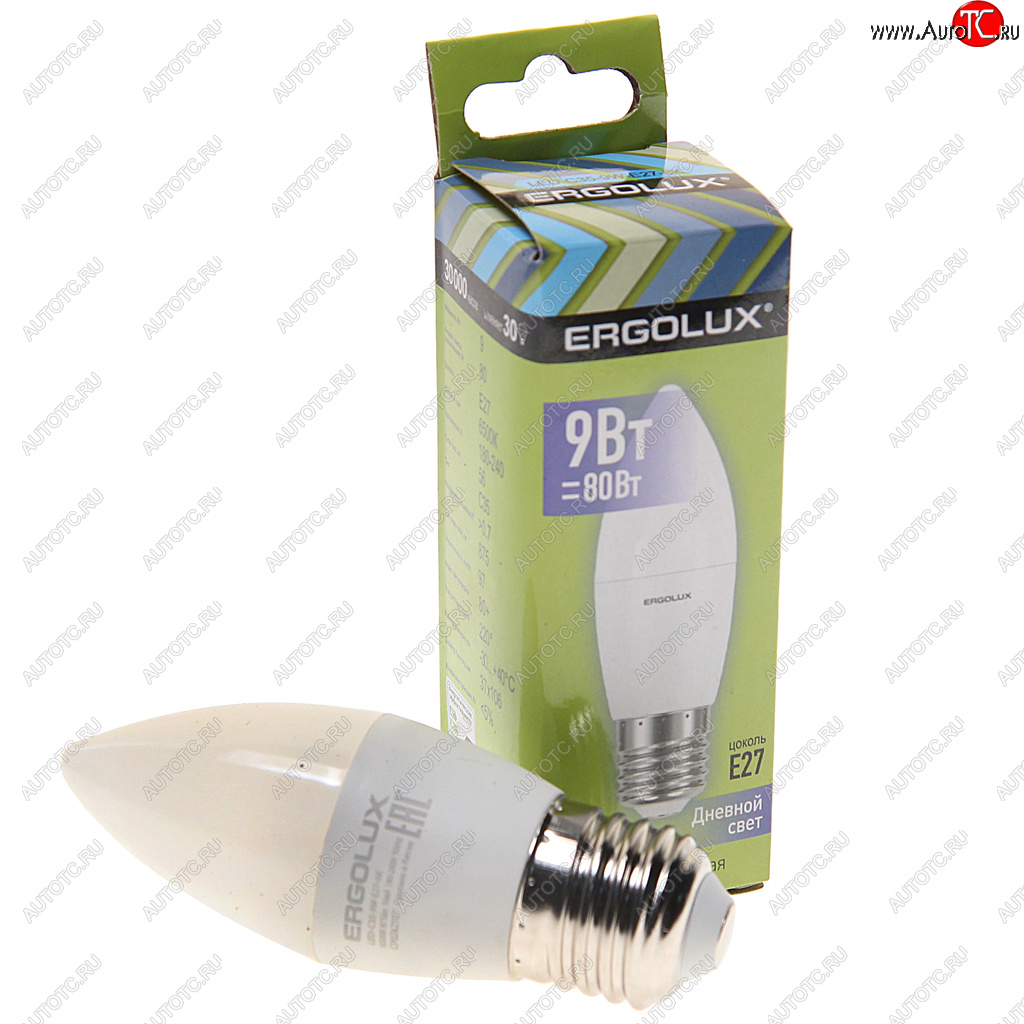 107 р. Лампа светодиодная Е27 C35 9W (80W) 220V дневной свет ERGOLUX ERGOLUX led-c35-9w-e27-6k  с доставкой в г. Майкоп