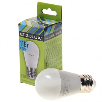 100 р. Лампа светодиодная Е27 G45 11W (95W) 220V холодный ERGOLUX ERGOLUX led-g45-11w-e27-4k  с доставкой в г. Майкоп. Увеличить фотографию 1