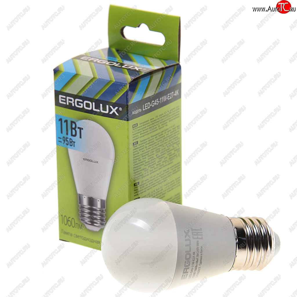 100 р. Лампа светодиодная Е27 G45 11W (95W) 220V холодный ERGOLUX ERGOLUX led-g45-11w-e27-4k  с доставкой в г. Майкоп
