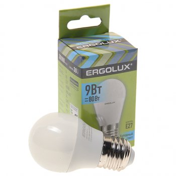88 р. Лампа светодиодная Е27 G45 9W (80W) 220V холодный ERGOLUX ERGOLUX led-g45-9w-e27-4k  с доставкой в г. Майкоп. Увеличить фотографию 1
