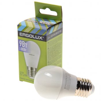 88 р. Лампа светодиодная Е27 G45 9W (80W) 220V дневной свет ERGOLUX ERGOLUX led-g45-9w-e27-6k  с доставкой в г. Майкоп. Увеличить фотографию 1
