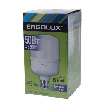 529 р. Лампа светодиодная E27 T210 50W (420W) 220V холодный ERGOLUX ERGOLUX led-hw-50w-e40-6k ERGOLUX led-hw-50w-e40-6k  с доставкой в г. Майкоп. Увеличить фотографию 3