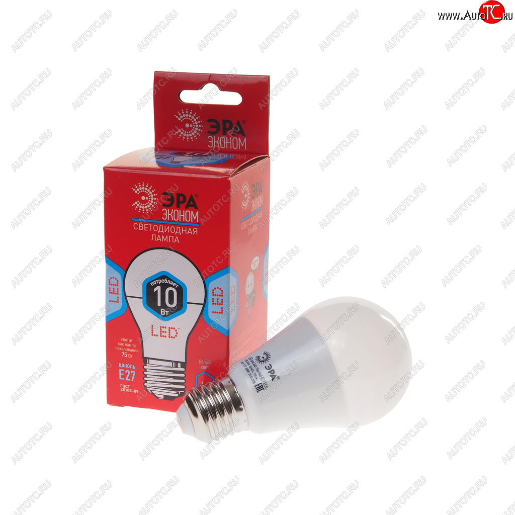 70 р. Лампа светодиодная E27 A60 10W (70W) 220V холодный ECO ЭРА ЭРА led-smd-a60-10w-840-e27 eco  с доставкой в г. Майкоп