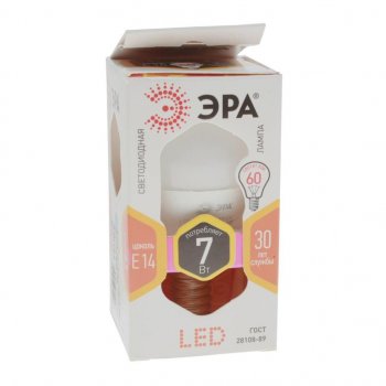 98 р. Лампа светодиодная E14 P45 7W (60W) 220V теплый ЭРА ЭРА led-smd-p45-7w-827-e14  с доставкой в г. Майкоп. Увеличить фотографию 1