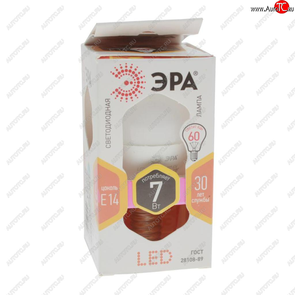 98 р. Лампа светодиодная E14 P45 7W (60W) 220V теплый ЭРА ЭРА led-smd-p45-7w-827-e14  с доставкой в г. Майкоп