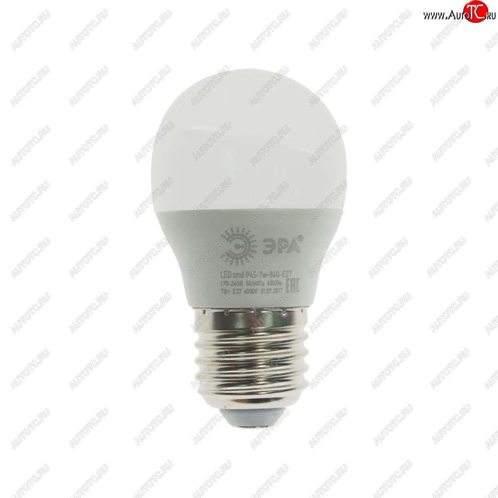93 р. Лампа светодиодная E27 P45 7W (60W) 220V холодный ЭРА ЭРА led-smd-p45-7w-840-e27  с доставкой в г. Майкоп