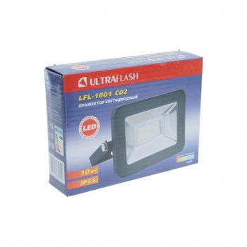 329 р. Светильник светодиодный 220V 10W 6500K черный ULTRAFLASH ULTRAFLASH lfl-1001 c02  с доставкой в г. Майкоп. Увеличить фотографию 3