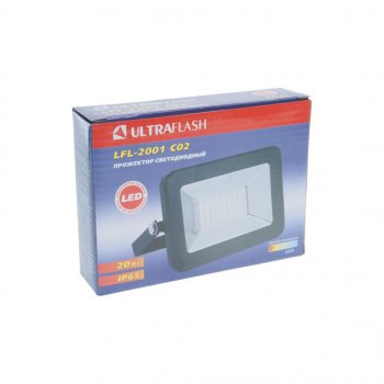 399 р. Светильник светодиодный 220V 20W 6500K черный ULTRAFLASH ULTRAFLASH lfl-2001 c02  с доставкой в г. Майкоп. Увеличить фотографию 3