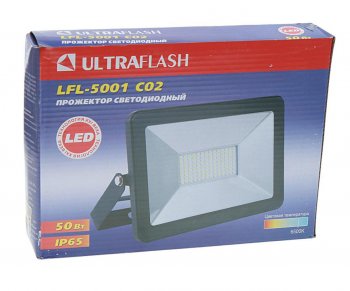 559 р. Светильник светодиодный 220V 50W 6500K черный ULTRAFLASH ULTRAFLASH lfl-5001 c02  с доставкой в г. Майкоп. Увеличить фотографию 3