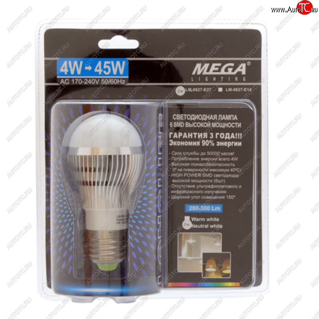 66 р. Лампа светодиодная E27 G45 4W(45W) 220V холодный MEGA LIGHTING MEGA LIGHTING lm-0627nw-e27 MEGA LIGHTING lm-0627nw-e27  с доставкой в г. Майкоп