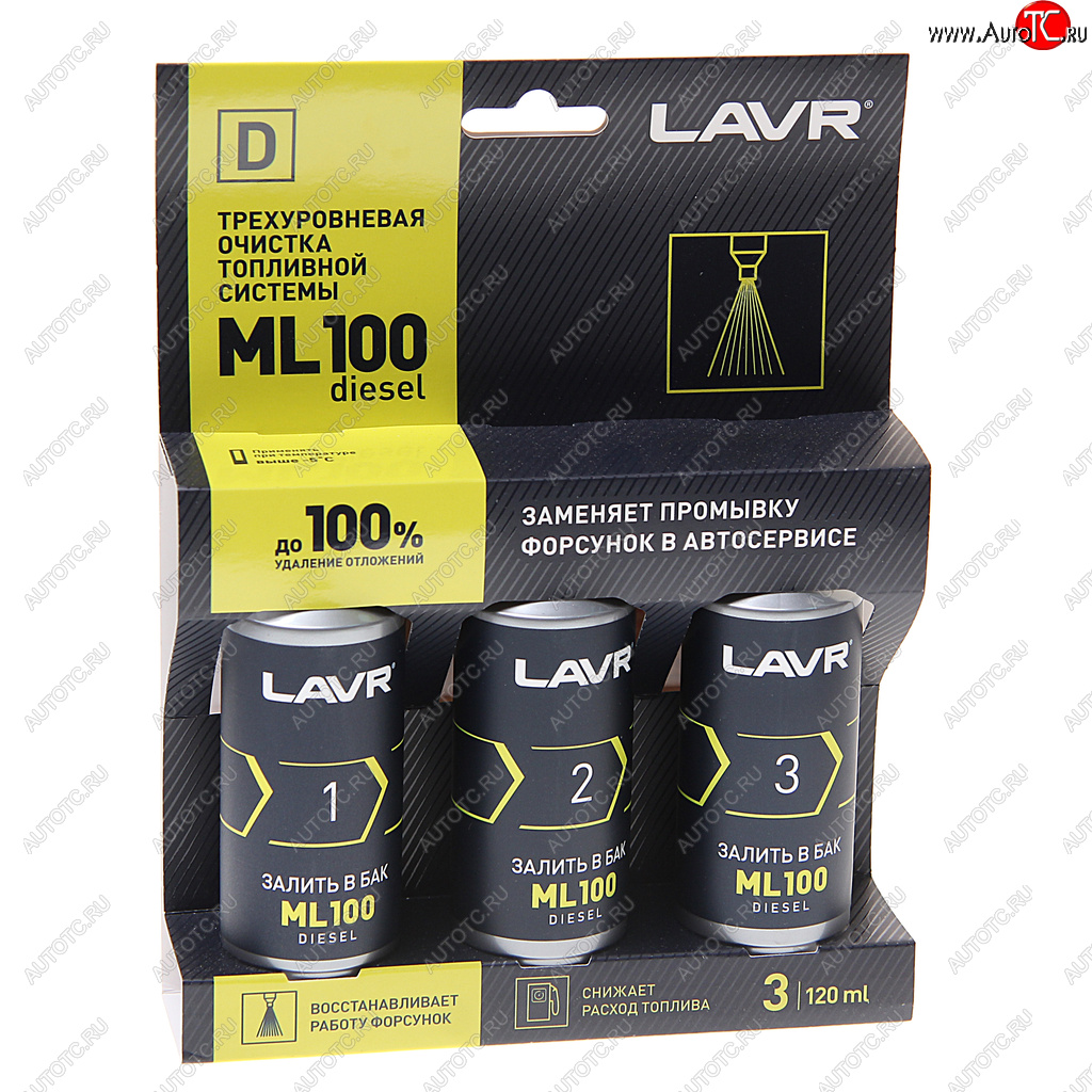 769 р. Очиститель топливной системы трехуровневый ML-100 Diesel 3X120мл LAVR LAVR ln2138  с доставкой в г. Майкоп