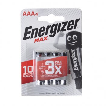 102 р. Батарейка AAA LR03 1.5V блистер 4шт. (цена за 1шт.) Alkaline Max ENERGIZER ENERGIZER lr03 bc4  с доставкой в г. Майкоп. Увеличить фотографию 1