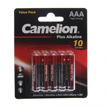 59 р. Батарейка AAA LR03 1.5V блистер 10шт. (цена за 1шт.) Alkaline Plus CAMELION CAMELION lr03-bp10  с доставкой в г. Майкоп. Увеличить фотографию 2