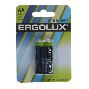 45 р. Батарейка AA LR6 1.5V блистер 2шт. (цена за 1шт.) Alkaline ERGOLUX ERGOLUX lr6 bl-2  с доставкой в г. Майкоп. Увеличить фотографию 2