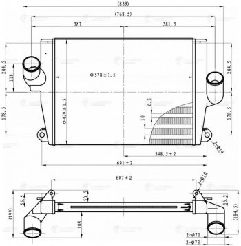 17 749 р. Охладитель ГАЗ-33104 наддувочного воздуха алюминиевый LUZAR LUZAR lric03104  с доставкой в г. Майкоп. Увеличить фотографию 7