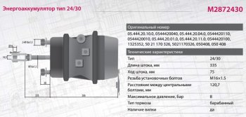 6 299 р. Энергоаккумулятор BPW ROR SAF тип 2430 (барабанный тормоз,шток L=335мм) MARSHALL MARSHALL m2872430  с доставкой в г. Майкоп. Увеличить фотографию 5