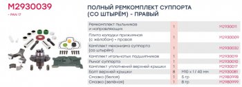15 999 р. Ремкомплект суппорта WABCO 17.5 (подводящий механизм,полный 31 деталь,с правой пластиной) MARSHAL MARSHALL m2930039  с доставкой в г. Майкоп. Увеличить фотографию 4