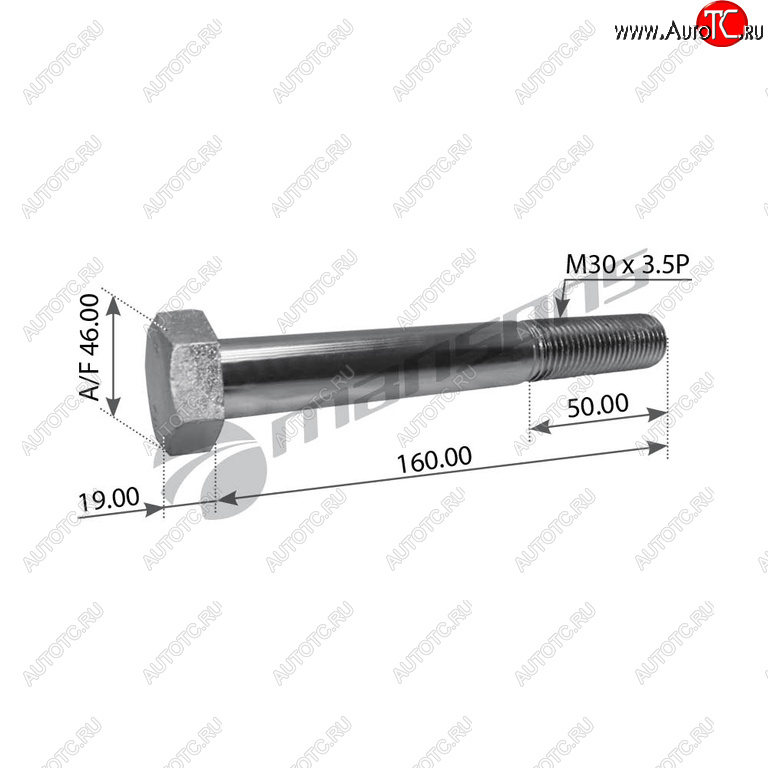 599 р. Болт BPW рессоры (M30x3.5х160мм) MANSONS MANSONS m30160  с доставкой в г. Майкоп