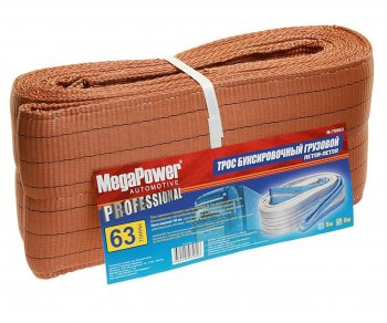 4 749 р. Трос буксировочный 63т 6м-180мм ленточный (петля-петля) MEGAPOWER MEGAPOWER-AUTOMOTIVE m-75663  с доставкой в г. Майкоп. Увеличить фотографию 1