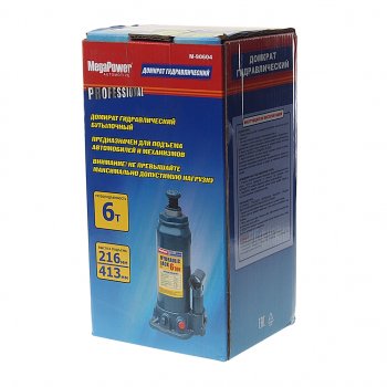 2 489 р. Домкрат бутылочный 6т 216-413мм с клапаном MEGAPOWER MEGAPOWER-AUTOMOTIVE m-90604  с доставкой в г. Майкоп. Увеличить фотографию 3