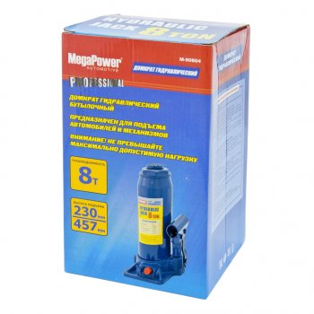 2 699 р. Домкрат бутылочный 8т 230-457мм с клапаном MEGAPOWER MEGAPOWER-AUTOMOTIVE m-90804  с доставкой в г. Майкоп. Увеличить фотографию 2