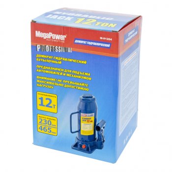 3 499 р. Домкрат бутылочный 12т 230-465мм с клапаном MEGAPOWER MEGAPOWER-AUTOMOTIVE m-91204  с доставкой в г. Майкоп. Увеличить фотографию 2