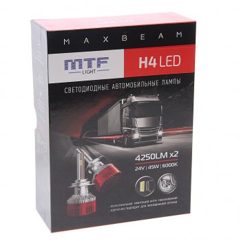 8 999 р. Лампа светодиодная 24V H4 P43t бокс (2шт.) MTF MTF mb04k6-24  с доставкой в г. Майкоп. Увеличить фотографию 2