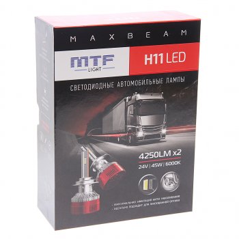 7 399 р. Лампа светодиодная 24V H11 PGJ19-2 бокс (2шт.) MTF MTF mb11k6-24  с доставкой в г. Майкоп. Увеличить фотографию 2