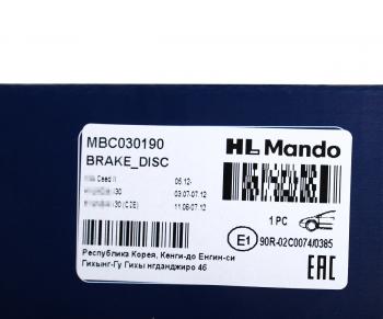 4 199 р. Диск тормозной HYUNDAI i30 (07-) KIA Soul,Ceed (13-) (1.6) (R16) передний (1шт.) MANDO MANDO mbc030190  с доставкой в г. Майкоп. Увеличить фотографию 6