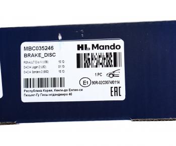 2 489 р. Диск тормозной RENAULT Clio (12-),Logan (12-),Sandero (12-) передний (1шт.) MANDO MANDO mbc035246 MANDO mbc035246  с доставкой в г. Майкоп. Увеличить фотографию 6