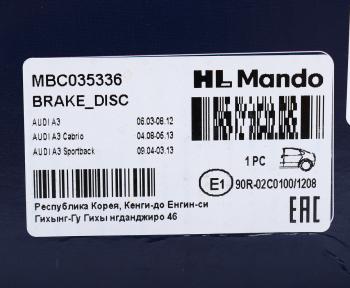 1 839 р. Диск тормозной VW Golf 5,6 AUDI A3 SKODA Octavia (1Z,5E),Yeti задний (1шт.) MANDO MANDO mbc035336  с доставкой в г. Майкоп. Увеличить фотографию 6