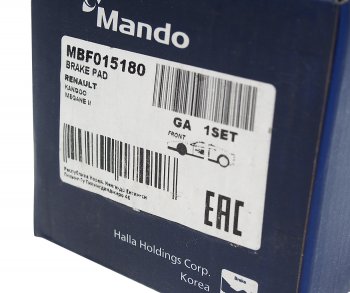 1 399 р. Колодки тормозные RENAULT Megane 2,Scenic 2 передние (4шт.) MANDO MANDO mbf015180  с доставкой в г. Майкоп. Увеличить фотографию 3