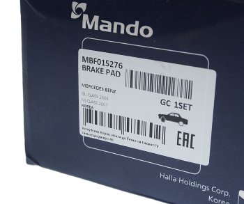 4 499 р. Колодки тормозные MERCEDES ML (W164) (05-11) передние (4шт.) MANDO MANDO mbf015276 MANDO mbf015276  с доставкой в г. Майкоп. Увеличить фотографию 3