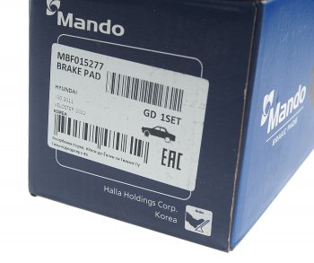 1 689 р. Колодки тормозные передние (4шт.) MANDO KIA Ceed 2 JD рестайлинг универсал (2015-2018)  с доставкой в г. Майкоп. Увеличить фотографию 3
