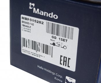 1 749 р. Колодки тормозные RENAULT Logan (14-),Sandero (14-) передние (4шт.) MANDO MANDO mbf015282  с доставкой в г. Майкоп. Увеличить фотографию 3