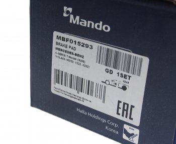 3 069 р. Колодки тормозные MERCEDES C (W205) передние (4шт.) MANDO MANDO mbf015293 MANDO mbf015293  с доставкой в г. Майкоп. Увеличить фотографию 3
