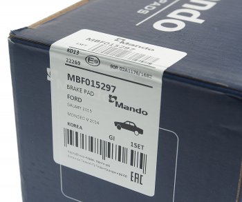 2 899 р. Колодки тормозные FORD Mondeo (15-) передние (4шт.) MANDO MANDO mbf015297 MANDO mbf015297  с доставкой в г. Майкоп. Увеличить фотографию 3
