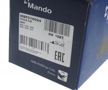 1 699 р. Колодки тормозные VW Polo (01) (1.21.9 D) SKODA Fabia передние (4шт.) MANDO MANDO mbf016024  с доставкой в г. Майкоп. Увеличить фотографию 3