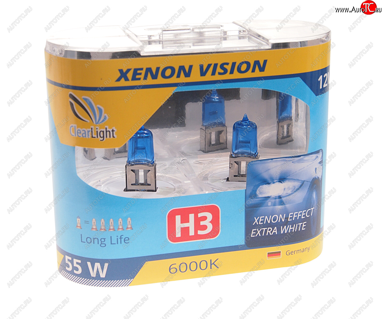 499 р. Лампа 12V H3 55W PK22s бокс (2шт.) Xenon Vision CLEARLIGHT CLEARLIGHT mhl3xv  с доставкой в г. Майкоп